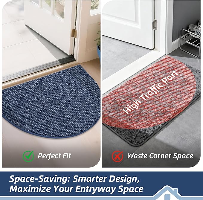 BEQHAUSE Dirt Trapper Door Mat 26" x 40" Half Circle Non Slip Rugs, Absorbent - Image 6