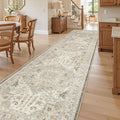 Madane Hallway Runner Rug 3x12 Washable Kitchen Runners 12ft, Ivory/Brown | by Madane