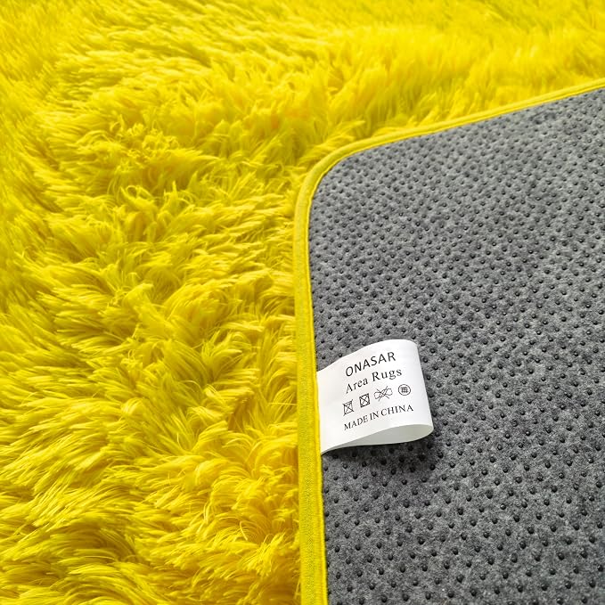 Yellow Area Rugs for Bedroom Living Room, Fluffy 4x6 Indoor Bedside Floor Throw - Image 2