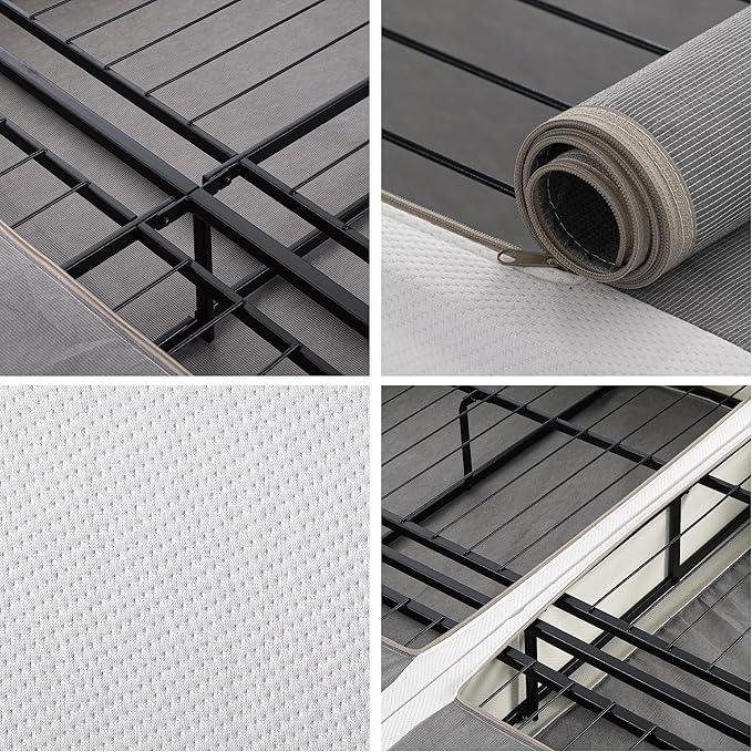 ZINUS 9 Inch Box Spring with Cover, No Assembly Mattress Foundation, Sturdy Metal Structure, Split Cal King, White