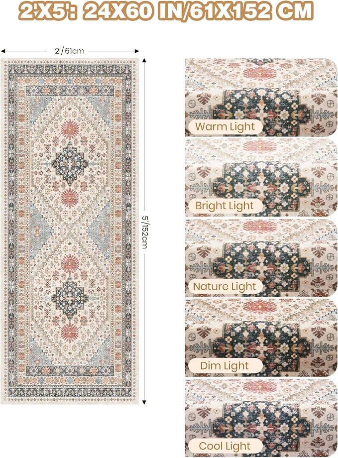 2x5 Rug Runner Non-Slip Washable Rugs - Image 2