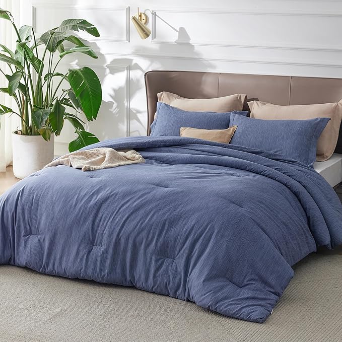 Bedsure King Size Comforter Set - Infinity Blue Soft Bedding for All Seasons, Cationic Dyed Bed Set, 3 Pieces, 1 King Size Comforter (104"x90") and 2 Pillow Shams (20"x36"+2")