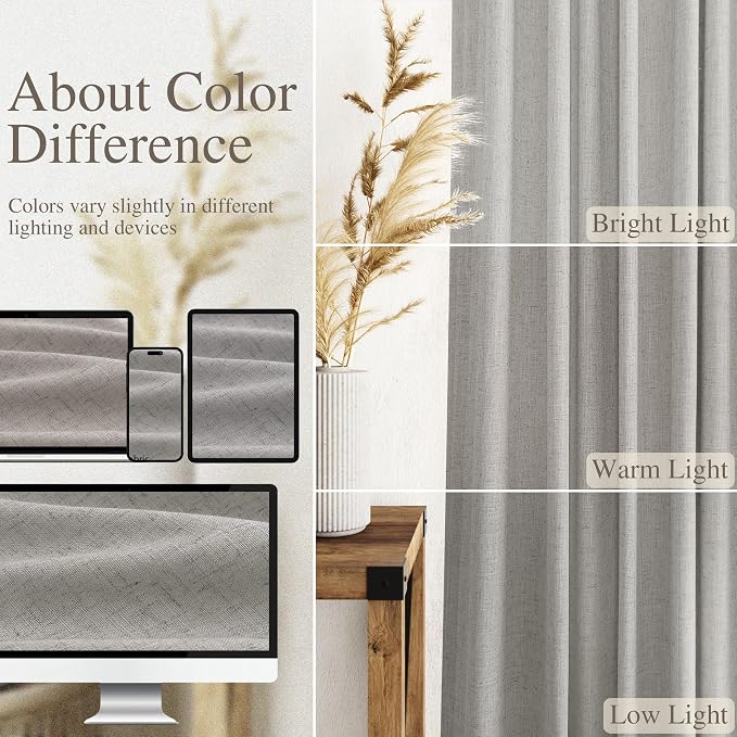 Light Gray Linen Curtains 108 Inches Long - Image 3