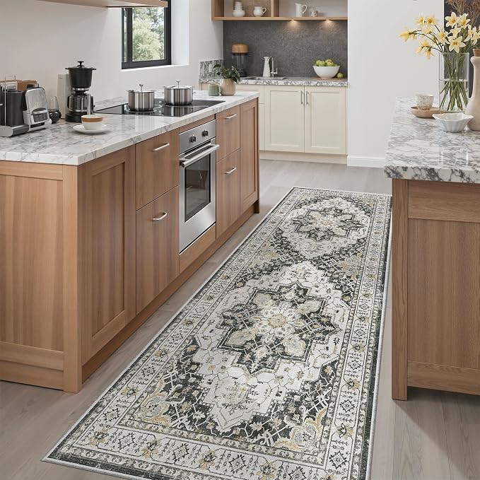 Madane Hallway Runner 3x8, Kitchen Rugs Washable Entry Rug, Soft Low-Pile by Madane