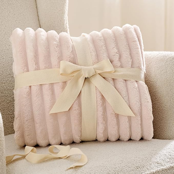 Bedsure GentleSoft Pink Throw Blanket for Couch - Cozy Soft Blankets for Women, Cute Small Fleece Throws for Girls, Pink Halloween Christmas Decor Gifts for Home Room, Crystal Pink, 50x60 Inches