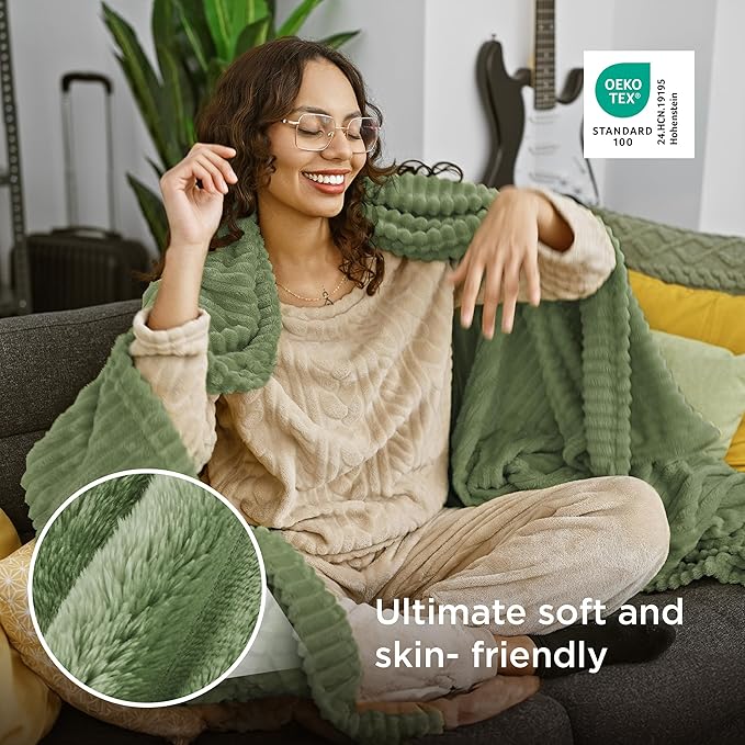 Bedsure Soft Twin Blanket for Bed Decor Gifts Reseda Green 60"x80" | Birthday - Image 4