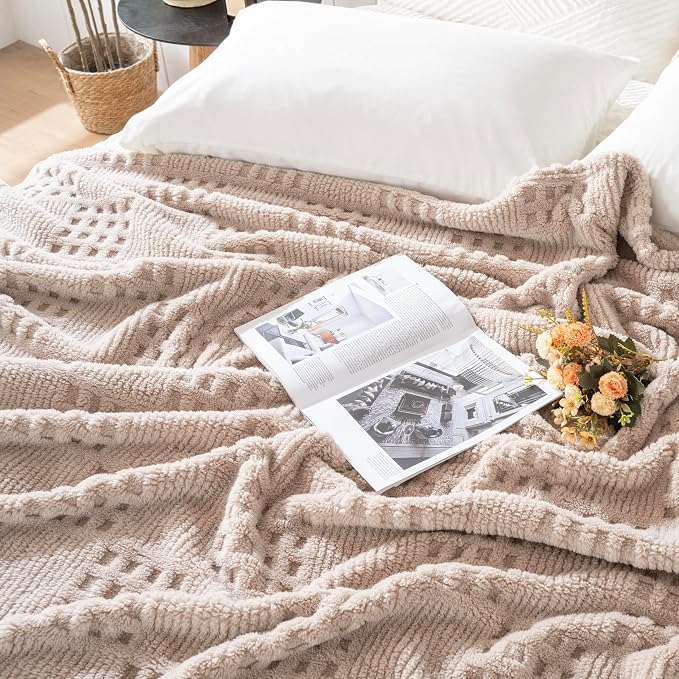90x90 Inch Brown Waffle Queen Blanket - Image 5
