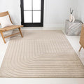 Eyely NCS101E-8 Odense High-Low Minimalist Angle Geometric Beige/Cream 8 ft. x 10 ft. Indoor/Outdoor Area Rug, for Home, Backyard, Patio, Porch, Bedroom, Kitchen, Living Room
