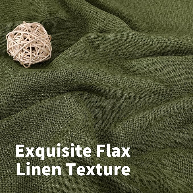 YoungsTex Olive Green Linen Curtains 63 Inch Length - Image 4