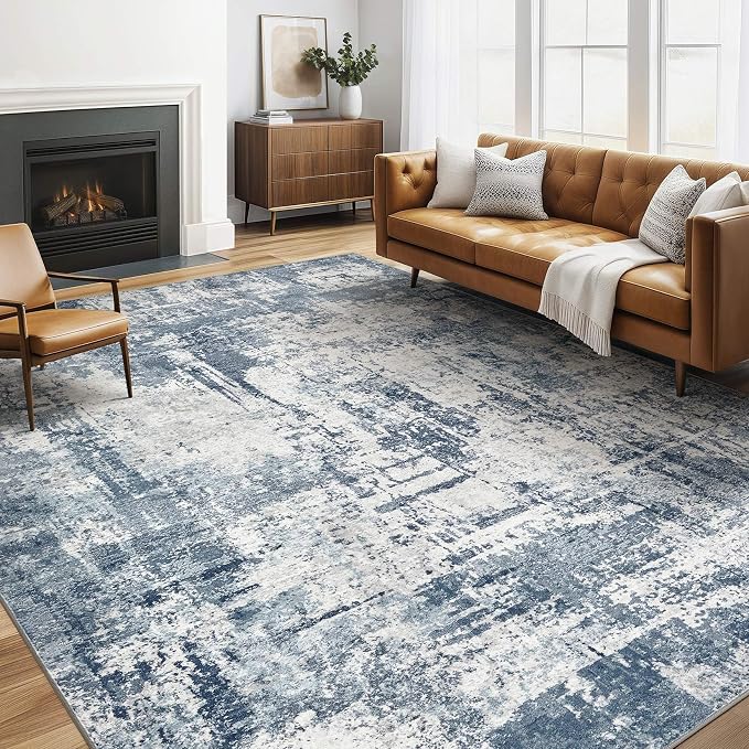 LOONGRUG 6x9 Area Rugs Washable Neutral Modern Living Room Rug White Blue | by LOONGRUG