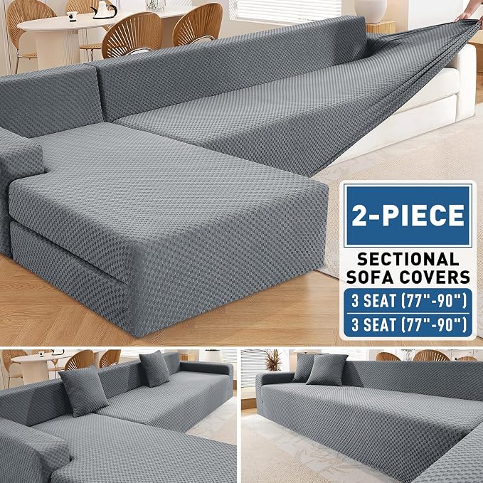 ZNSAYOTX Sectional Couch Covers, Stretch Jacquard Slipcovers - Image 4