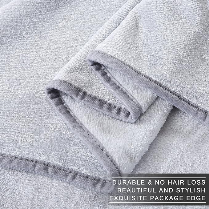 Polar Fleece Blankets Queen Size for The Bed Extra Soft Brush Fabric Super Warm Sofa Blanket 90" x 90"(Light Gray Queen)
