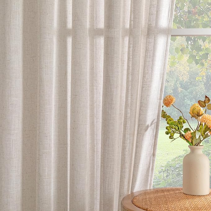 MYSKY HOME Extra Long Curtains for Living Room, Natural Linen Window Curtain - Image 9