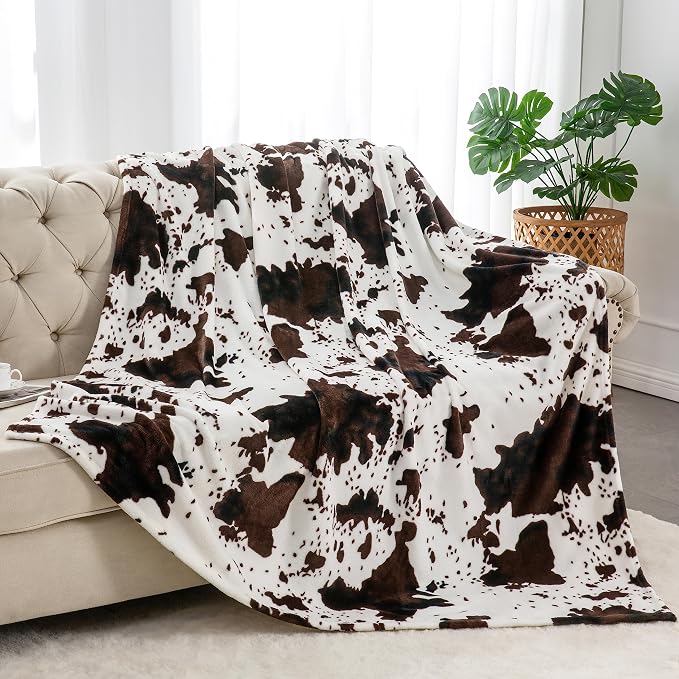 BEDELITE Fleece Blanket Soft Plush Twin Size Blanket Brown Cow 60"x80" | Ultra by BEDELITE