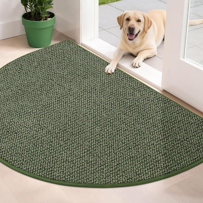 BEQHAUSE Dirt Trapper Door Mat 32" x 48" Half Circle Non Slip Rugs, Absorbent by BEQHAUSE