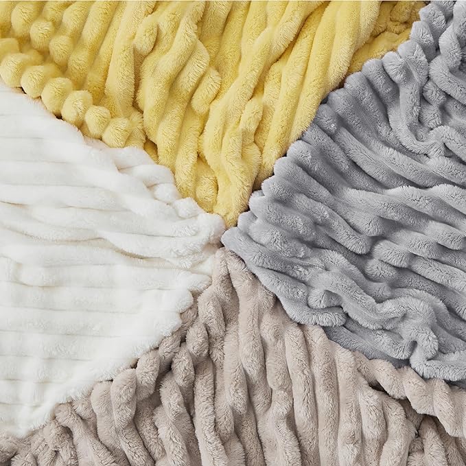 Bedsure GentleSoft Grey Throw Blanket for Couch - Cozy Soft Blankets for Women, Cute Small Fleece Throws for Girls, Light Grey, 50x60 Inches