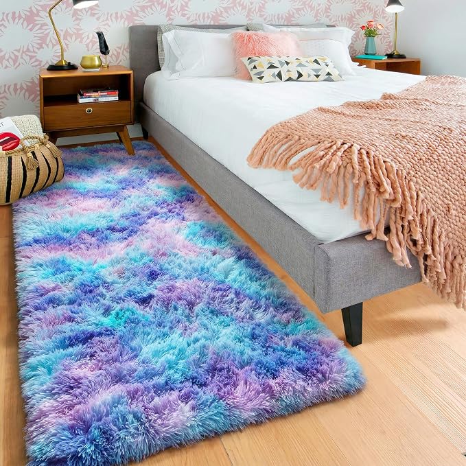 Rainbow Runner Rugs for Girls Bedroom Living Room, Fluffy 2x6 Soft Area Rug | - Image 9