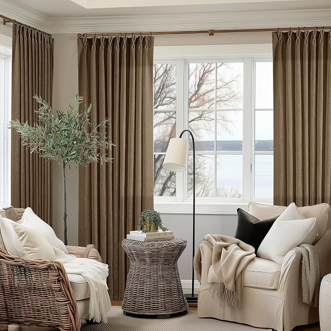 Dutch Cocoa Pinch Pleat Linen Curtains 84 Inches Long 60 Inch Wide 1 Panel | - Image 8