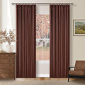 Chestnut Brown Pinch Pleated Blackout Linen 84 Inch Curtains by Twodrapes