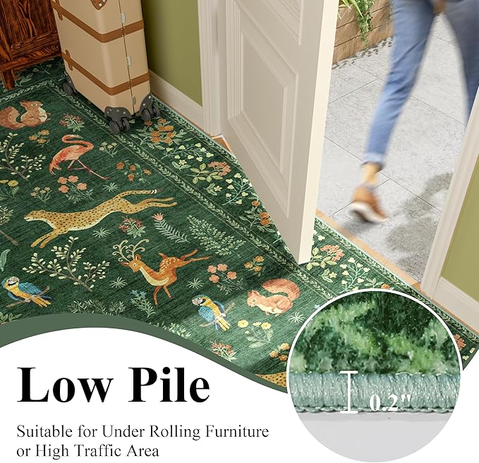 DUKINO 2x10 Kitchen Runner Rug, Soft Non Slip Animal Washable Rug, Non-Shedding - Image 9