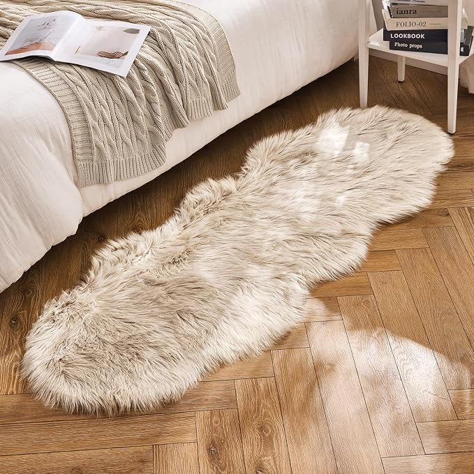 MIULEE Fluffy Area Rug 2x6 ft Faux Fur Sheepskin Rug by MIULEE