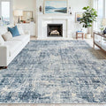 9x12 Washable Area Rug for Living Room Bedroom: Non-Slip Modern Blue Gold | by Oriannal