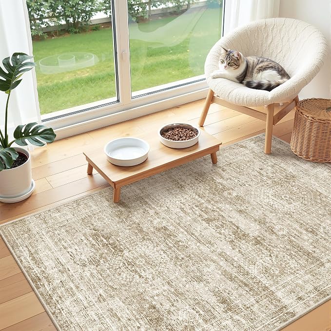 3x4 Rugs for Entryway, Washable Area Rug, Neutral Rug, Stain Resistant Indoor - Image 5