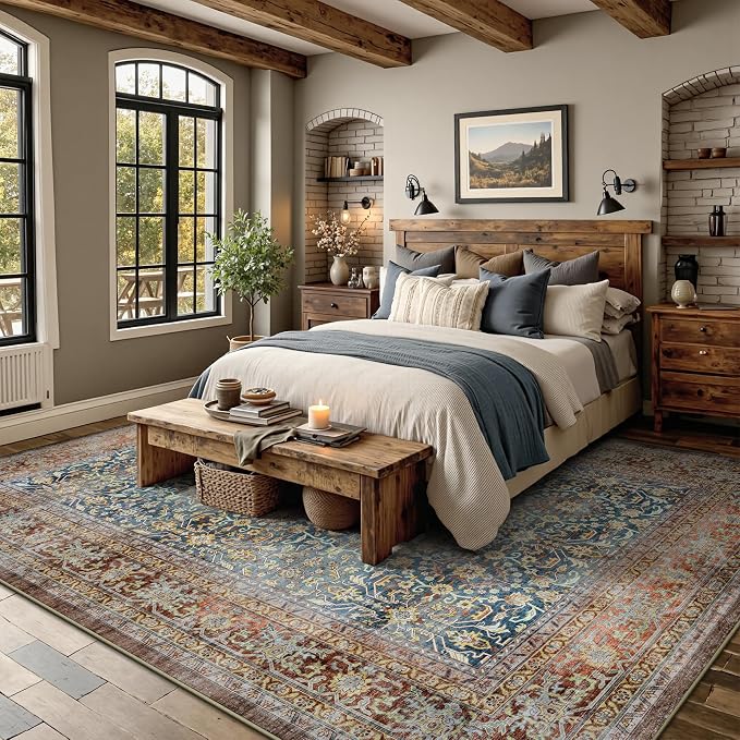6x9 Area Rugs - Washable Vintage Retro Living Room Rug, Soft Ultra Thin Non - Image 3