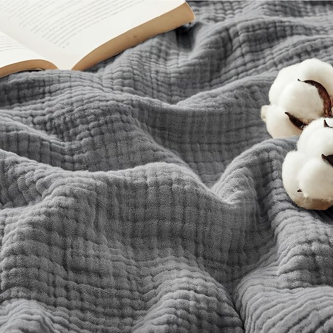 Bedsure 100% Cotton Muslin Blanket King Size by Unknown