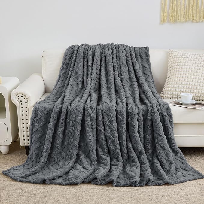 Aganear Fleece Throw Blanket for Bed Couch 90"x90" Grey | Lightweight Fuzzy - Image 7