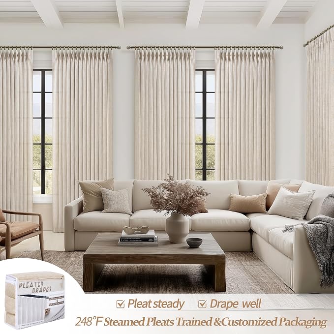 Extra Wide 70 Inch Light Filtering Curtains 108 Inches Long 2 Panels Set - Image 5