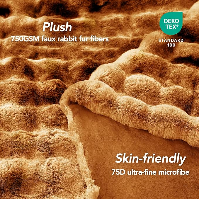 L'AGRATY Faux Fur Throw Blanket - Image 4