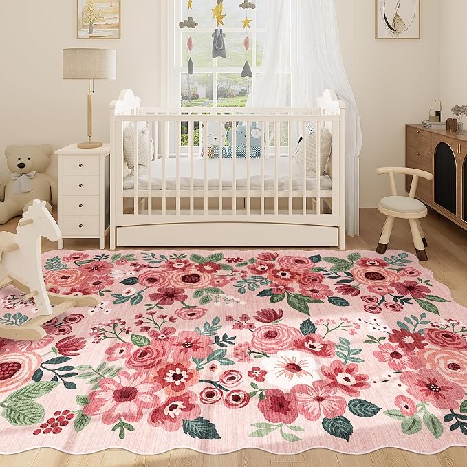 DUKINO 6x9 Area Rugs, Floral Washable Rug - Image 7
