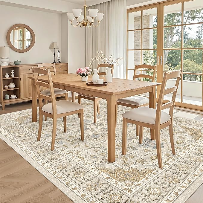 Madane 6x9 Area Rugs for Living Room, Vintage Washable Rug, Dining Bedroom And - Image 4