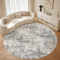 LOONGRUG Round Rug 8x8 Washable Large Neutral Modern Circle Rugs Grey Rust | by LOONGRUG
