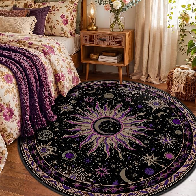 Vacuum-Friendly, Round 6ft Washable Area Rug - Image 2