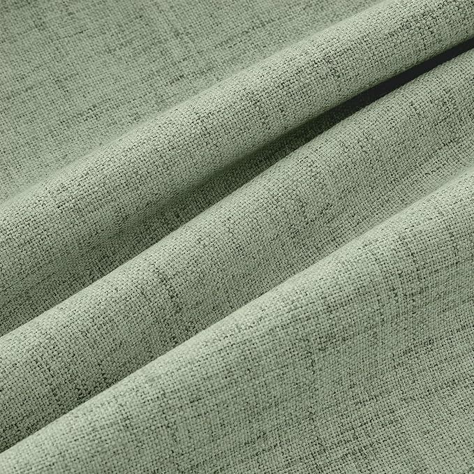 MIULEE 100% Blackout Linen Curtains 42 x 84 Inch Sage Green 2 Panels | Thermal - Image 9