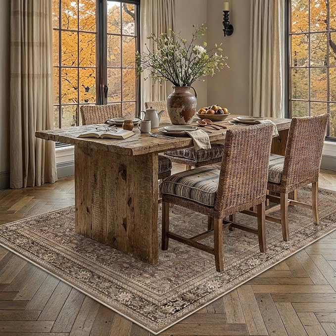 Schweek Brown 5x7 Area Rugs Washable Non Slip Rug - Image 3