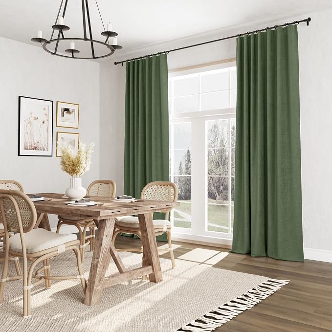 Olive Green 100% Blackout Curtains 72 Inch Length 2 Panels Set - Image 8