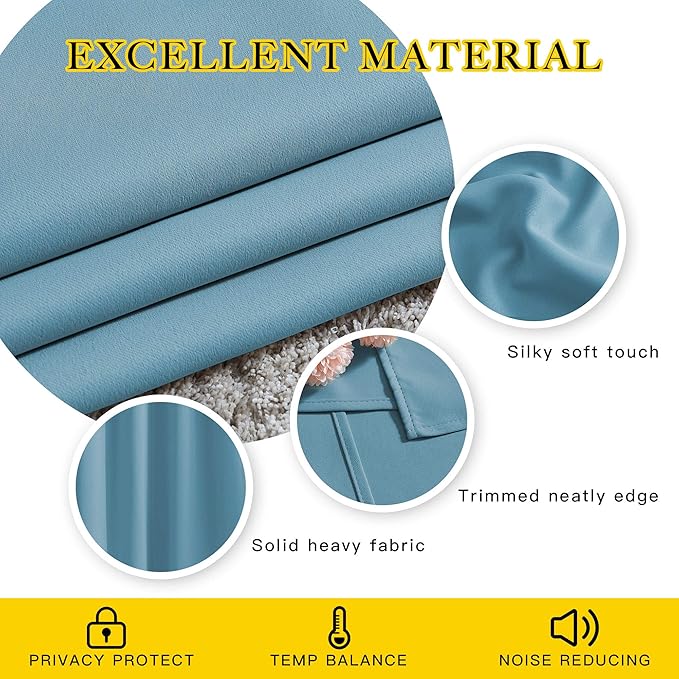 NICETOWN Blackout Curtains Panels for Window - Window Treatment Thermal Insulated Solid Grommet Blackout Drapes for Bedroom (Teal Blue, Double Panels, 66 by 90 Inch)