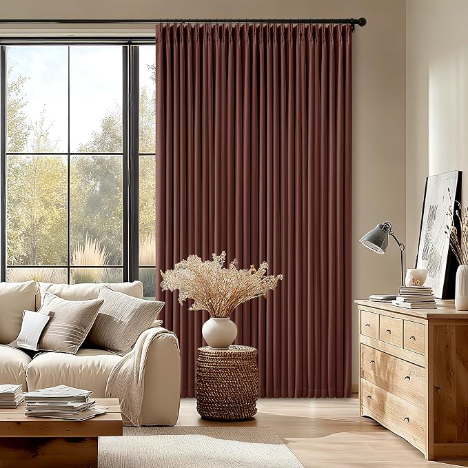 Red Brown 80 Inch Pinch Pleated Black Out Curtains 2 Panel Set | Pinch Pleat by Twodrapes