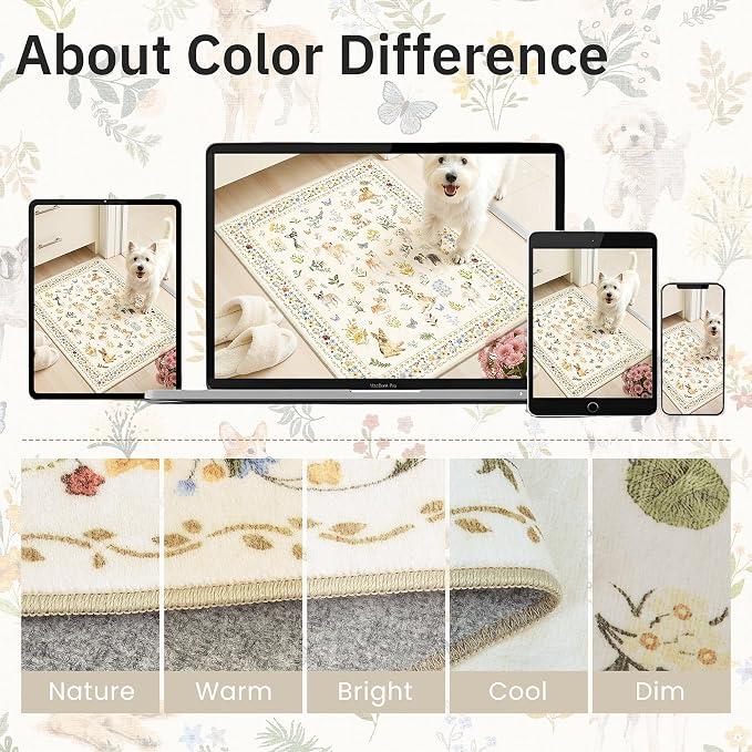 Soalmost Dog 8x10 Area Rugs for Living Room, Washable Animal Soft Rug Beige | - Image 8