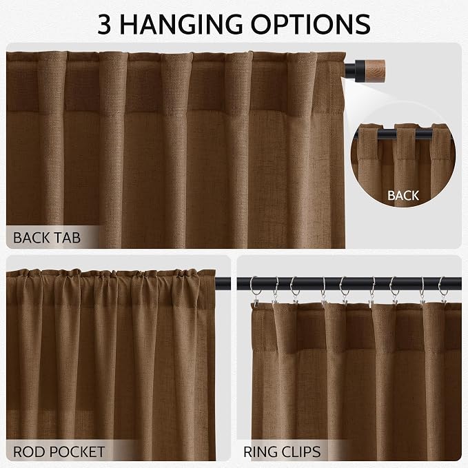 Tobacco Brown Linen Curtains 84 Inches Long - Image 2
