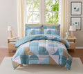 Geometric Comforter Set Twin Size with Sheets Bed in a Bag – Deep Pocket Fitted Sheet with Elastic Corners, Cozy Comforter, Pillowcases & Shams – Soft Microfiber All Season Bedding – Machine Washable
