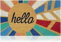 Coir Welcome Mat, Hello Colorful, 17 x 29 in | 100% Natural Coir, Anti-Shedding by AmaruDoorMats