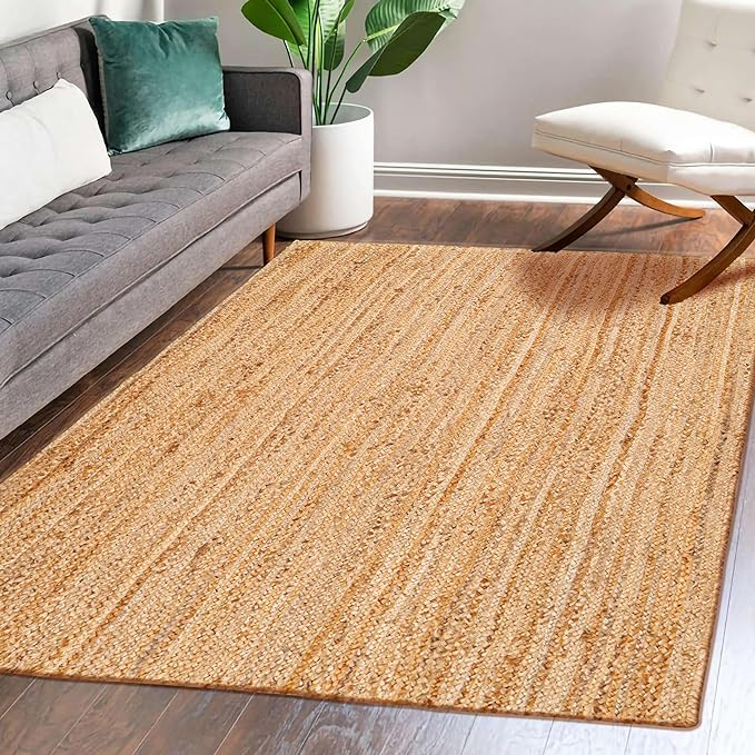 Hausattire Jute Braided Area Rug, 3x5 ft | 100% natural jute, hand woven by Hausattire