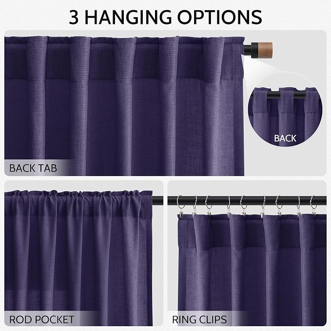 Purple Linen Curtains 72 Inch Long - Image 3