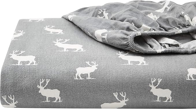 Eddie Bauer - Twin Sheets, Cotton Flannel Bedding Set, Brushed For Extra Softness, Cozy Home Decor (Elk Grove, Twin)