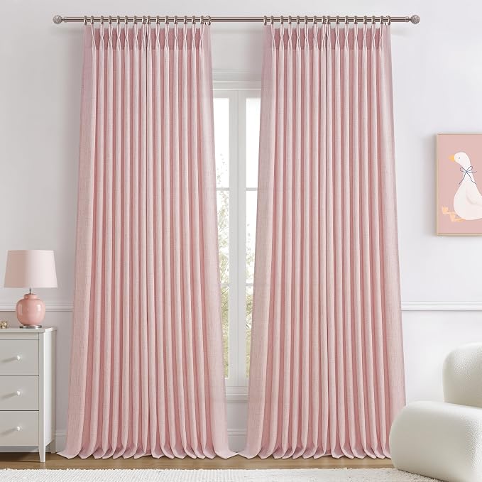 Pretty Light Pink Semi Sheer Curtains 96 Inches Long - Image 2