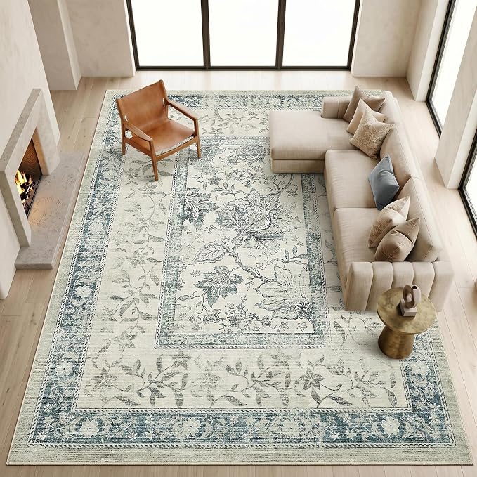 GarveeHome Vintage Blue Area Rug 10x13 by GarveeHome